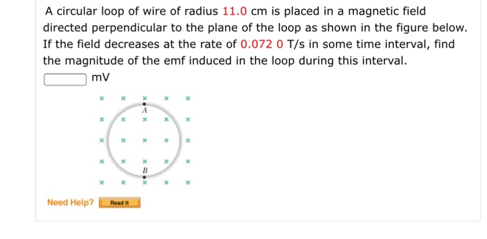 Solved A circular loop of wire of radius 11.0 cm is placed | Chegg.com