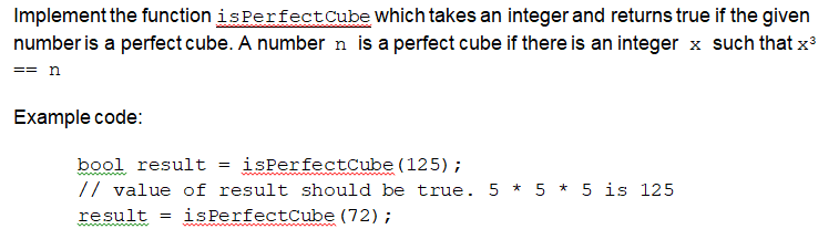 Solved Implement the function isPerfectCube which takes an | Chegg.com