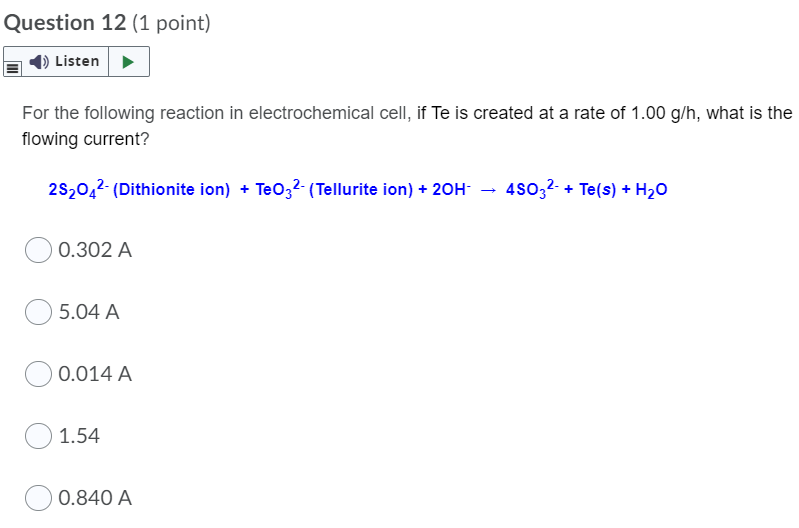 Solved Question 12 (1 point) Listen For the following | Chegg.com