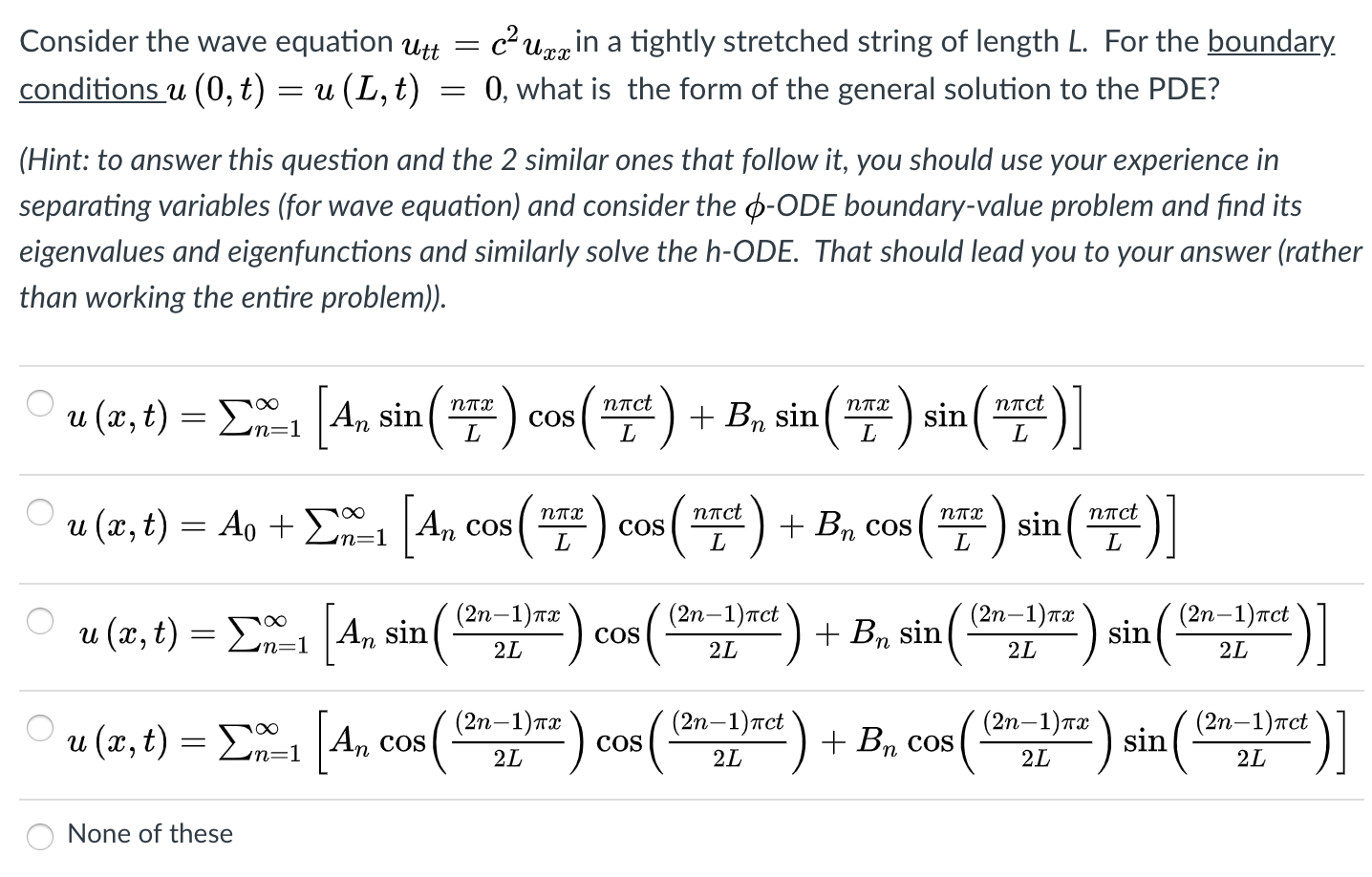 Solved Consider the wave equation Utt = c+Uzxin a tightly | Chegg.com