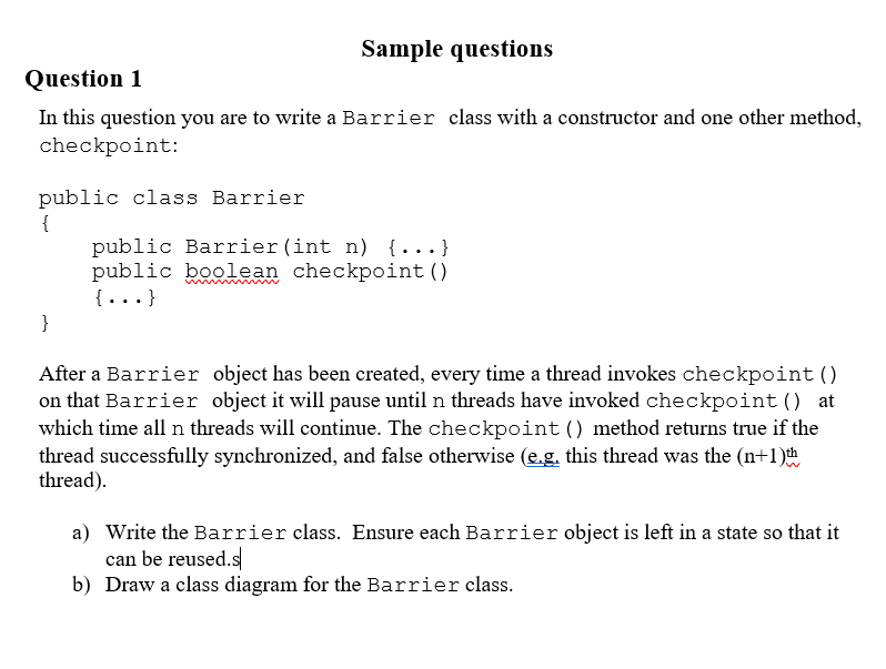 Solved Sample questions Question 1 In this question you are | Chegg.com
