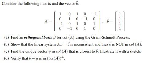 Solved Consider the following matrix and the vector 6. A= 1 | Chegg.com