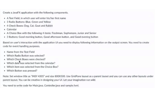 Create A Javafx Application With The Following Chegg Com