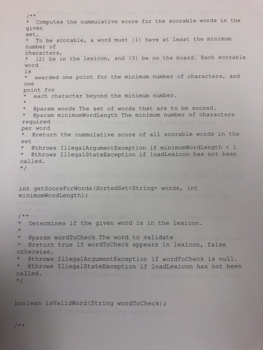 Solved Create a class for the following WordSearchGame | Chegg.com