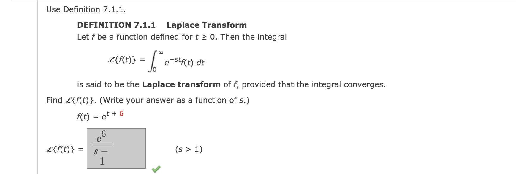 Solved DEFINITION 7.1.1 Laplace Transform Let f be a