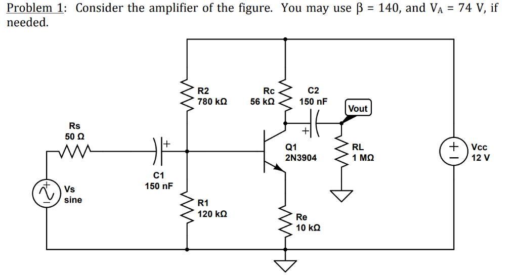 Solved 1a) Using the “rules of thumb” determine the Q-point | Chegg.com