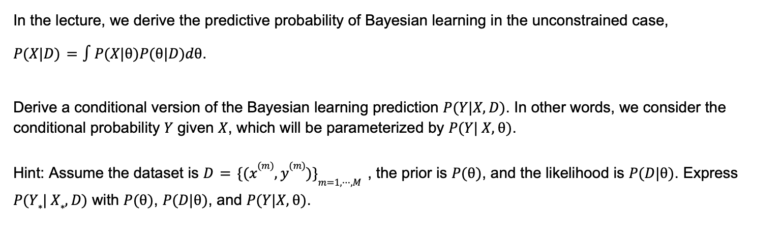 In The Lecture, We Derive The Predictive Probability | Chegg.com