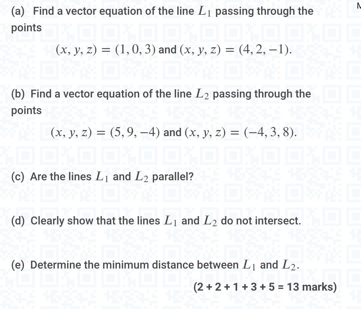 Solved (a) Find A Vector Equation Of The Line Li Passing | Chegg.com