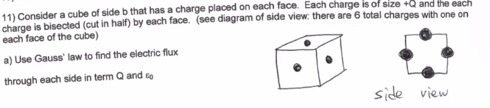 Solved 11) Consider a cube of side b that has a charge | Chegg.com