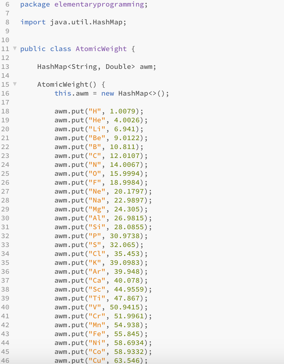 JAVA PROGRAMMING. I've included the elements class | Chegg.com