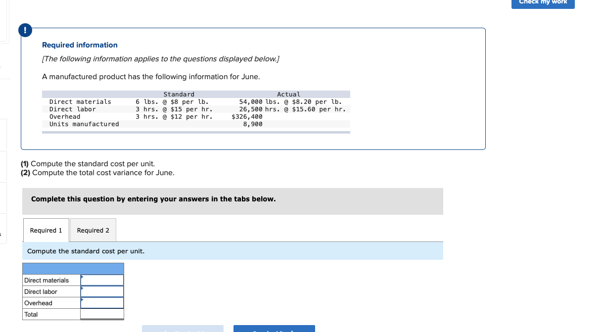 Solved Check my work Required information [The following | Chegg.com