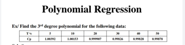 Solved Polynomial Regression Ex/ Find the 3rd degree | Chegg.com