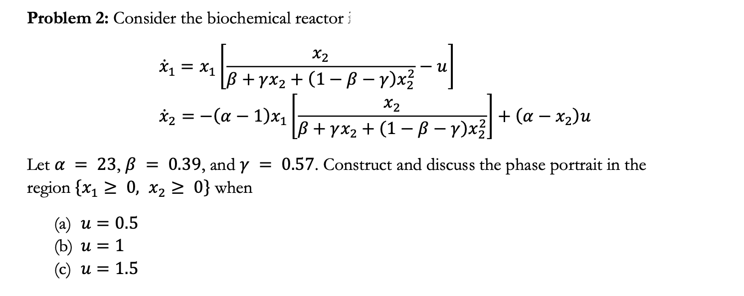 Solved Problem 2: Consider the biochemical reactor j | Chegg.com