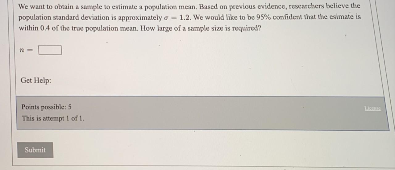 Solved We want to obtain a sample to estimate a population | Chegg.com