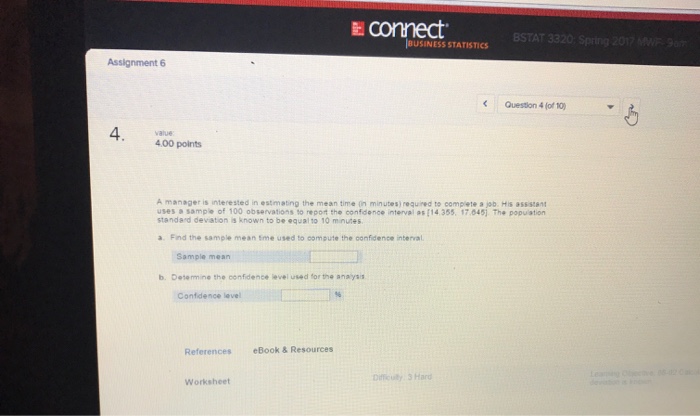 Solved A manager is interested in estimating the mean time | Chegg.com