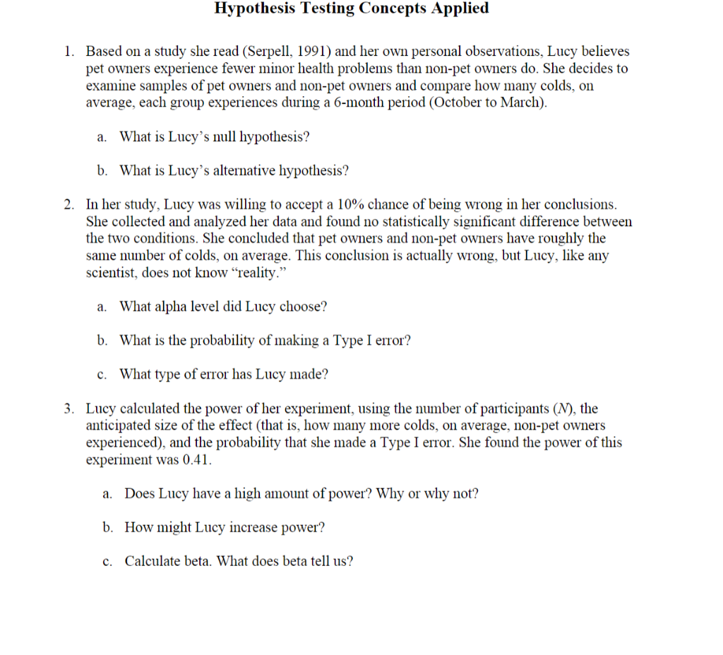 Solved Hypothesis Testing Concepts Applied 1. Based on a | Chegg.com