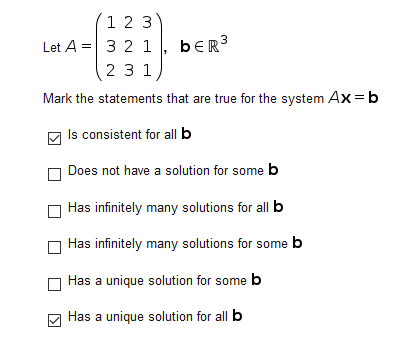 Solved 1 2 3 Let A = 3 2 1, DER3 231 Mark the statements | Chegg.com