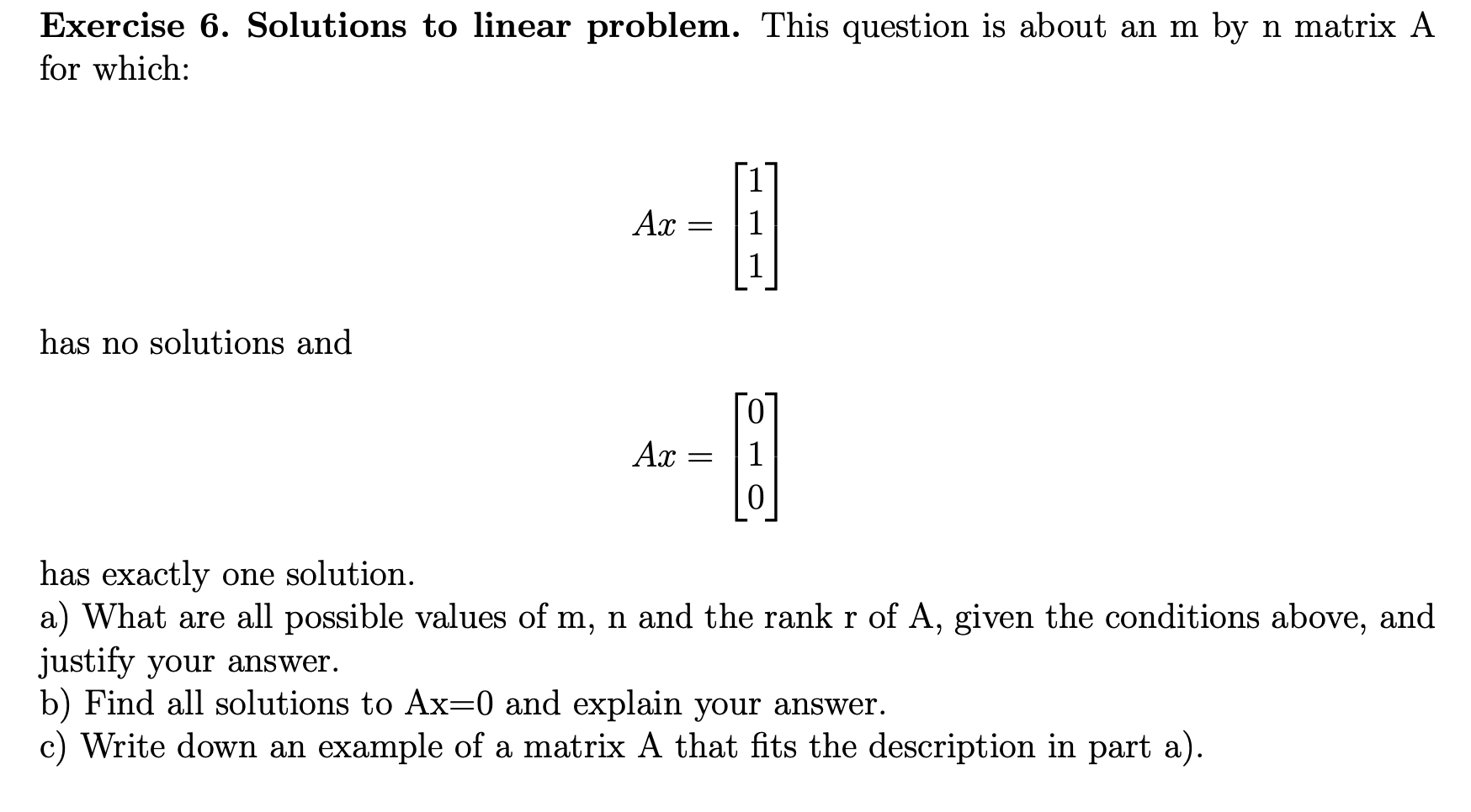 Solved Exercise 6. Solutions to linear problem. This | Chegg.com