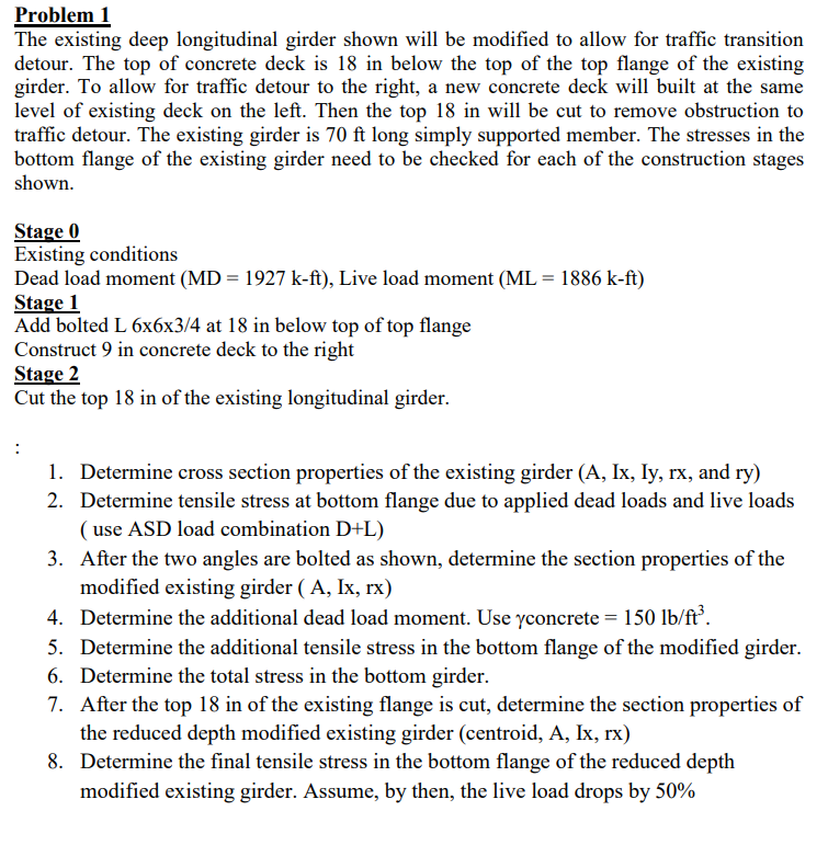 Problem 1 The Existing Deep Longitudinal Girder Shown 