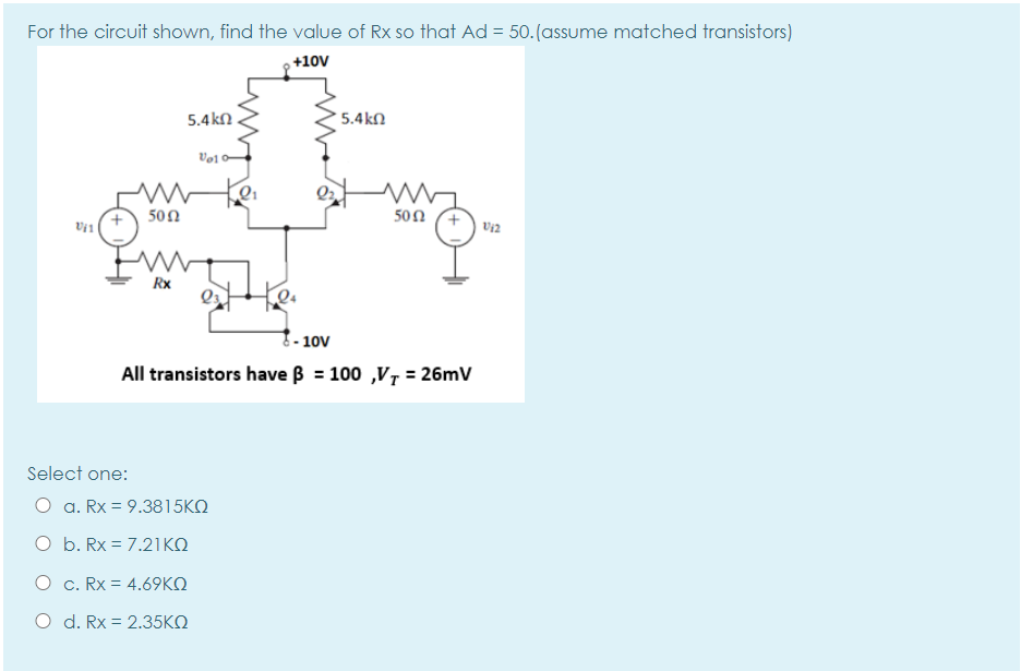 Solved For The Circuit Shown Find The Value Of Rx So Tha Chegg Com