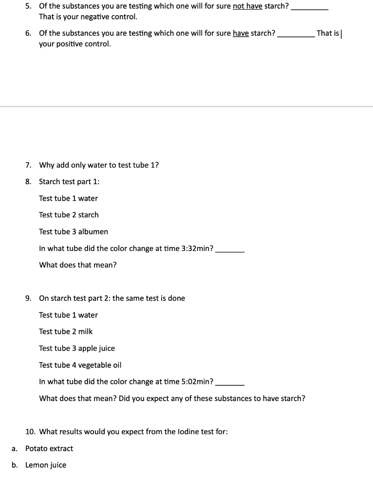 Solved 5. Of the substances you are testing which one will | Chegg.com