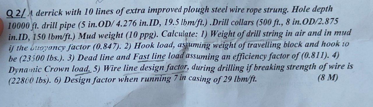 Solved Q2/4 derrick with 10 lines of extra improved plough | Chegg.com