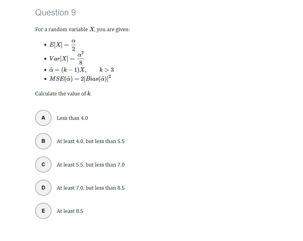 Solved Question 9 For A Random Variable X You Are Given Chegg Com