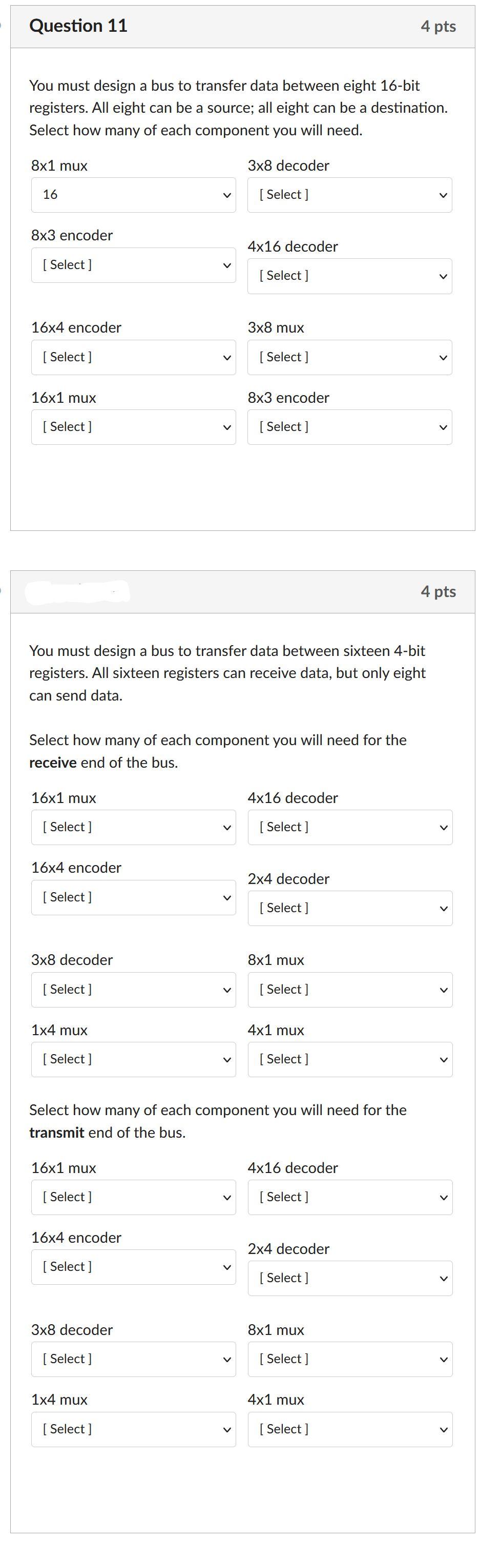 Solved note for the firs part the options are 0, 1, 8, 16, | Chegg.com