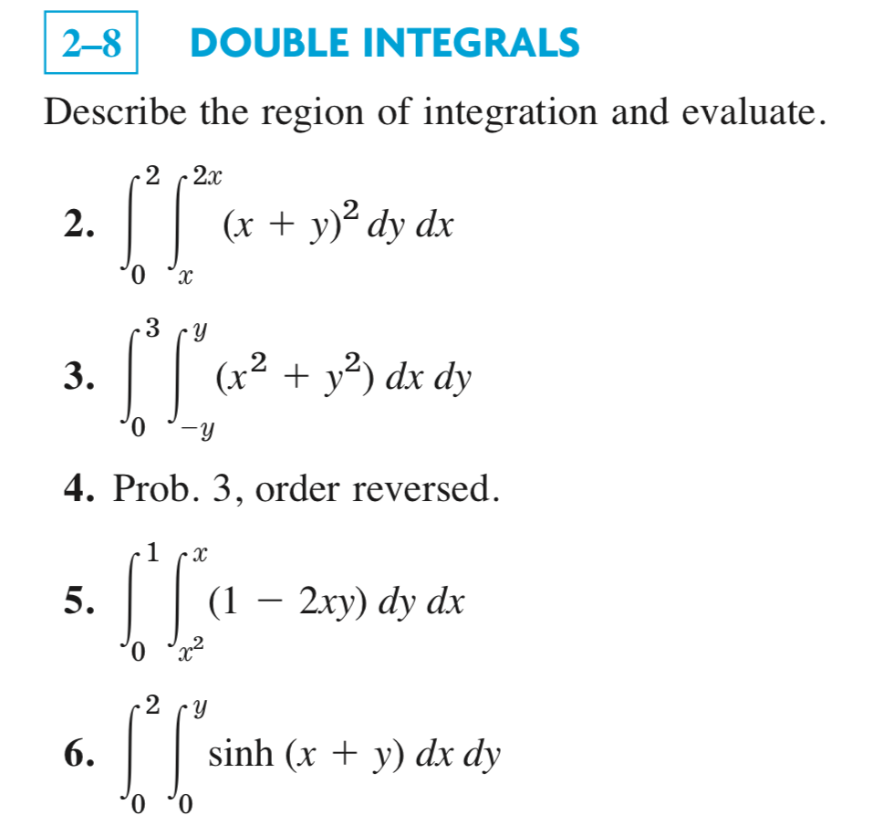 Solved DOUBLE INTEGRALS 2-8 Describe the region of | Chegg.com