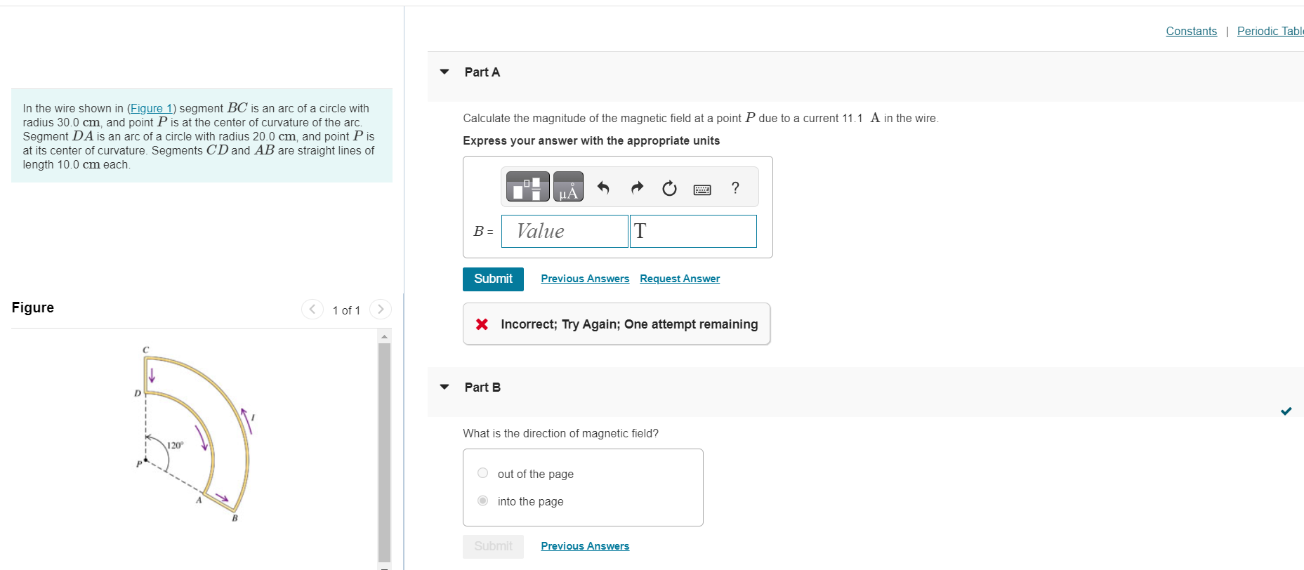 Solved In the wire shown in (Figure 1) segment BC is an arc | Chegg.com