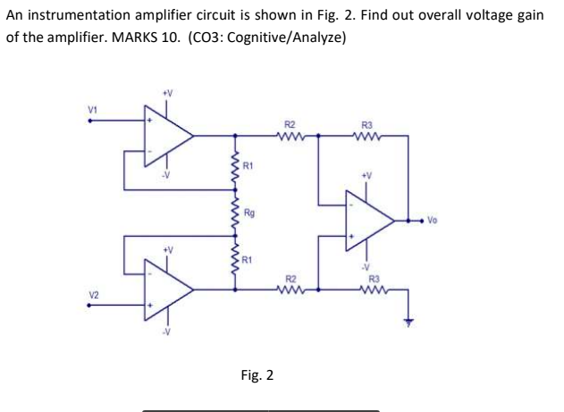 Solved An Instrumentation Amplifier Circuit Is Shown In Fig. | Chegg.com