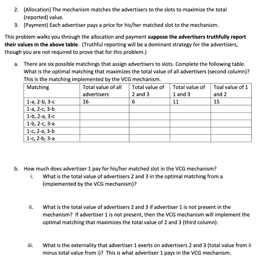 Solved Problem 3. Suppose there are three advertisers (label | Chegg.com