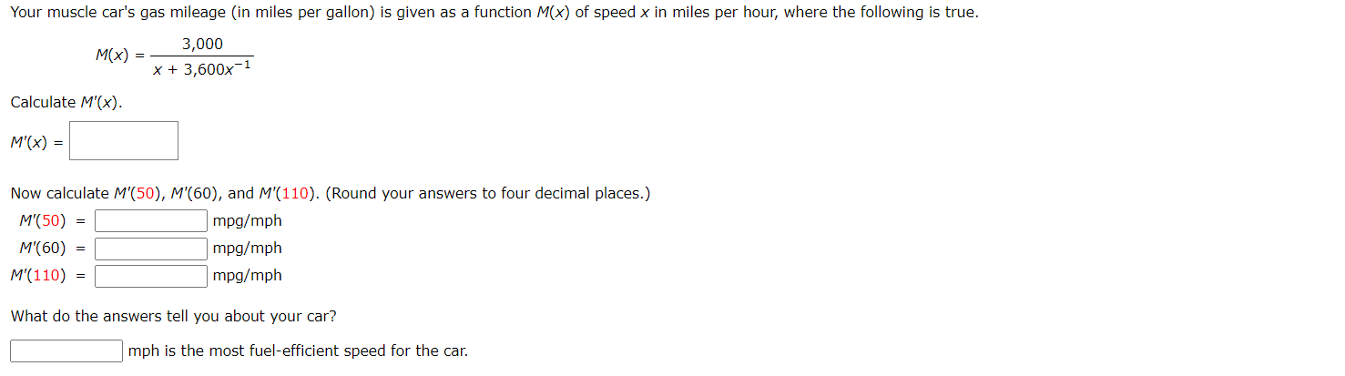 Solved Your muscle car's gas mileage (in miles per gallon) | Chegg.com