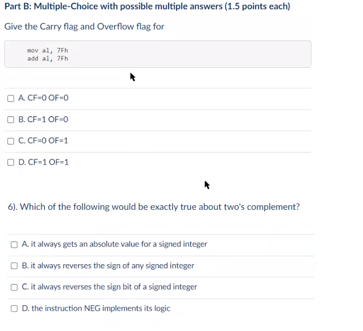 Solved Part B: Multiple-Choice With Possible Multiple | Chegg.com