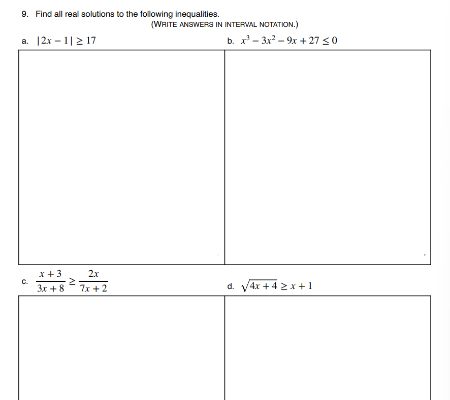 Solved 9. Find all real solutions to the following | Chegg.com
