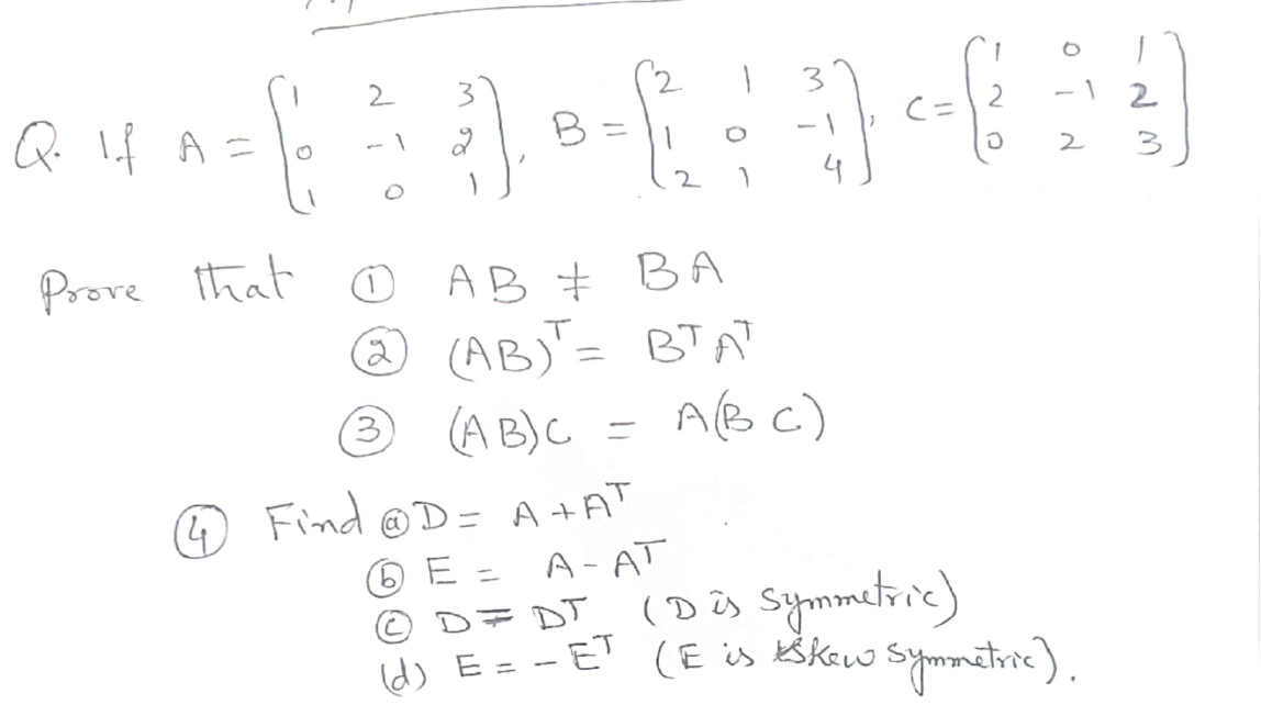 Solved 2 Q. If A= 3 2 B B) - :: -1 2 2 3 2 0 3 Prove that AB | Chegg.com