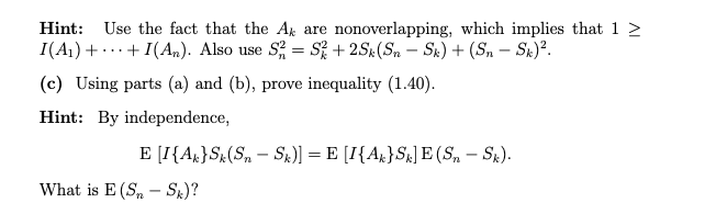 Exercise 1.41 Kolmogorov's inequality is a | Chegg.com