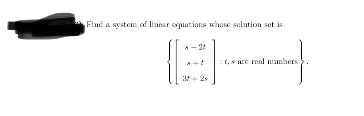 Solved Find a system of linear equations whose solution set | Chegg.com