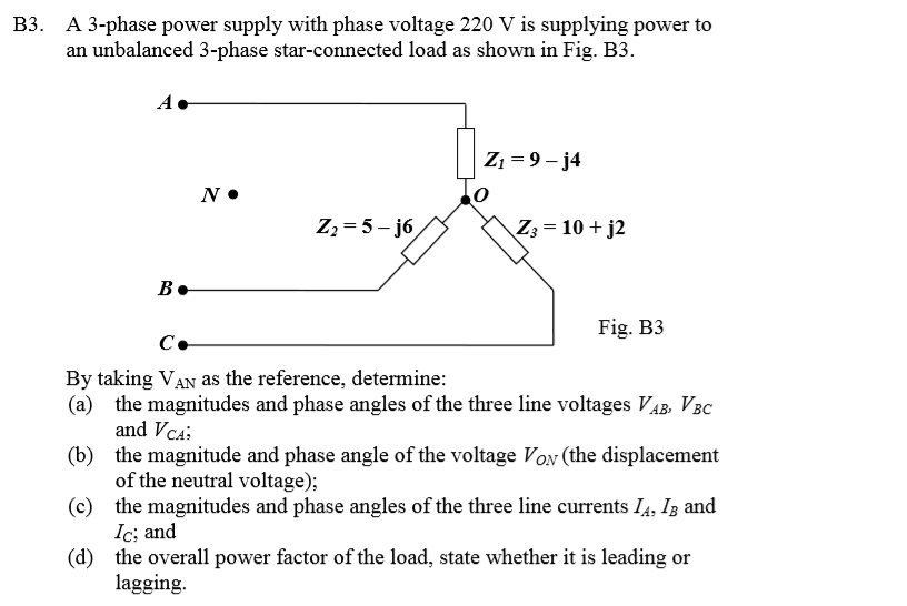 Solved B3. A 3-phase Power Supply With Phase Voltage 220 V | Chegg.com