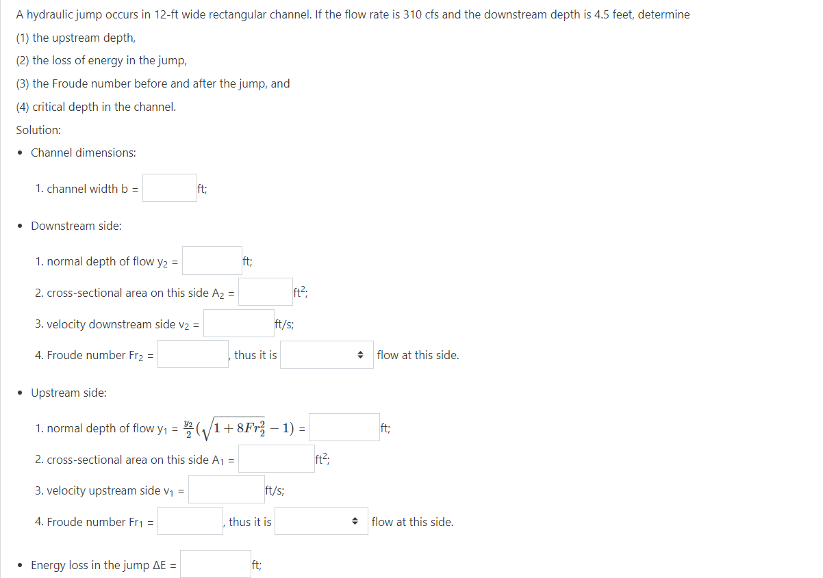 Solved A hydraulic jump occurs in 12 -ft wide rectangular | Chegg.com