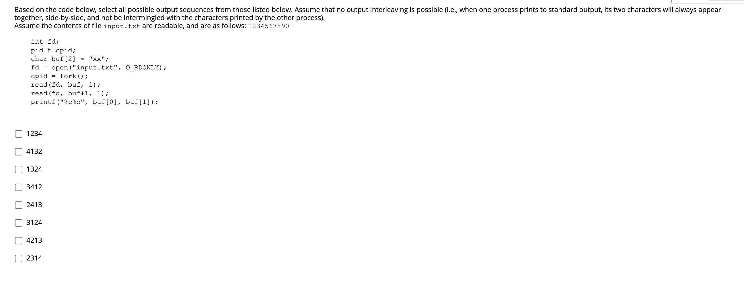 Solved Based on the code below, select all possible output | Chegg.com