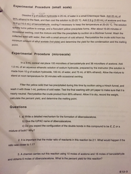 Dibenzalacetone Lab Report