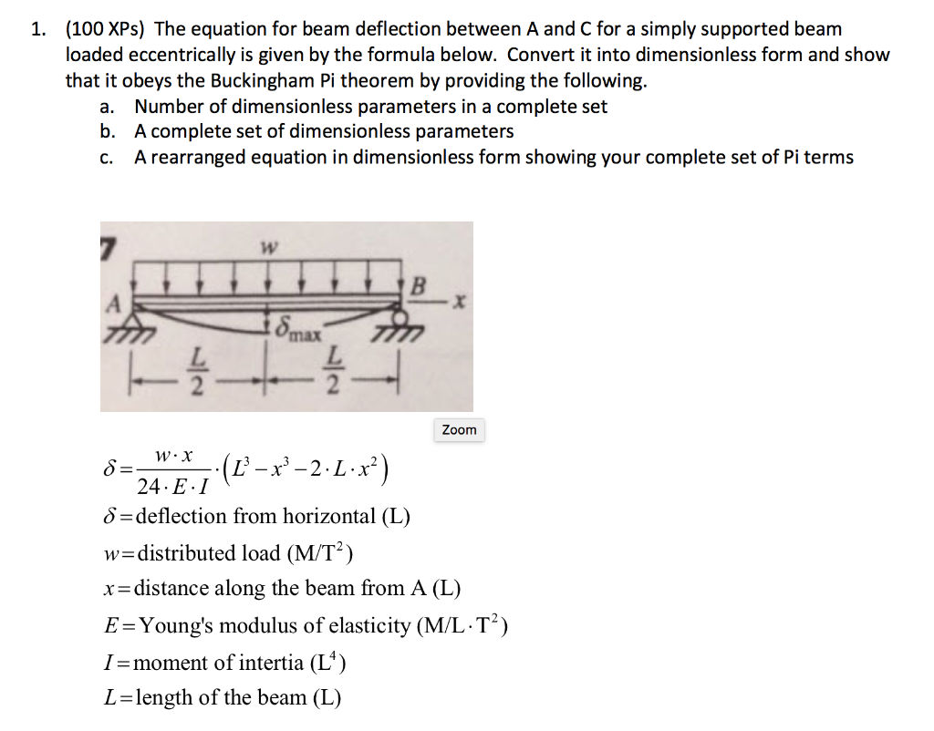 1 100 Xps The Equation For Beam Deflection Betw Chegg Com