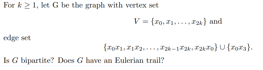 Solved For k > 1, let G be the graph with vertex set V = | Chegg.com