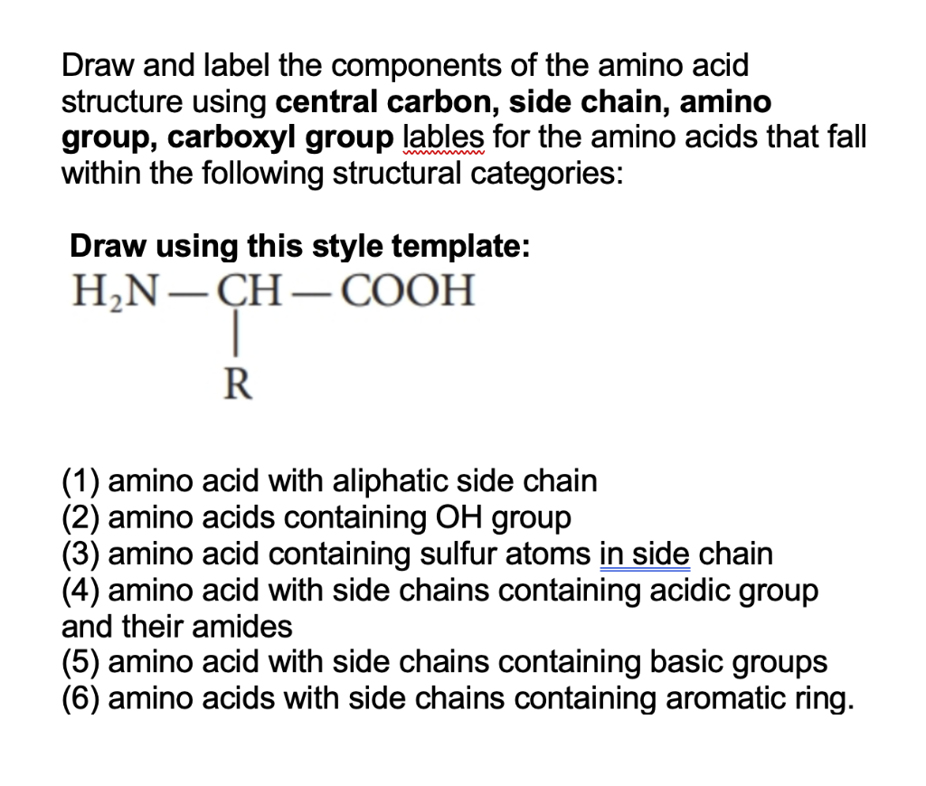 Solved Draw and label the components of the amino acid