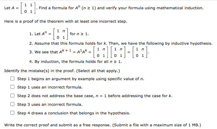 Solved Let A = 1 1 0 1 Find a | Chegg.com