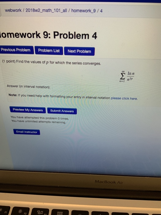 Solved webwork / 2018w2 math 101 all / homework 9/4 omework | Chegg.com