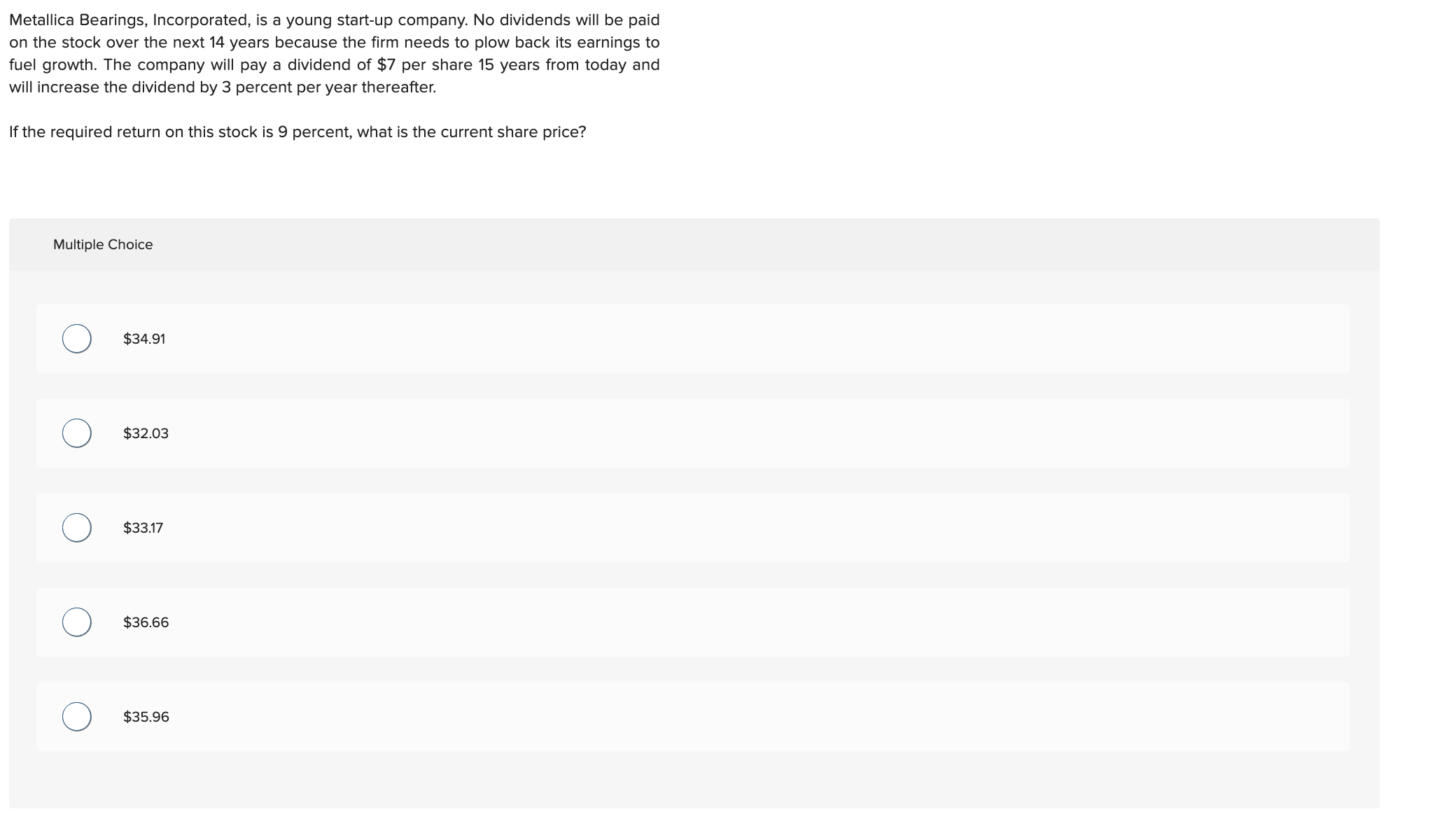 Metallica Bearings, Incorporated, is a young startup