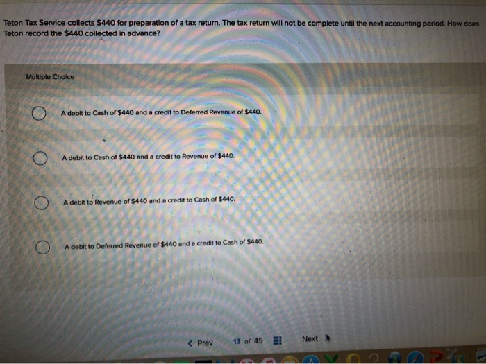 Solved Teton Tax Service collects 440 for preparation of a