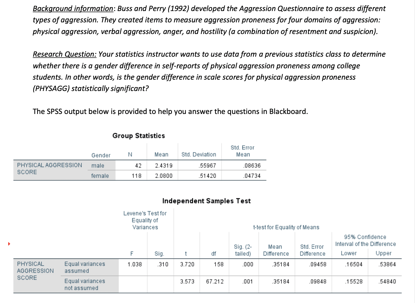 Solved Fill in the blanks below to report the results in APA | Chegg.com
